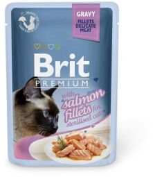 Корм Brit Premium Salmon вологий з лососем у соусі для стерилізованих котів 85 гр