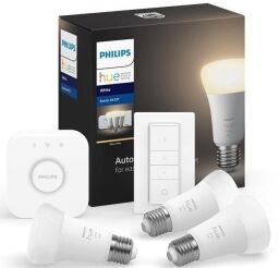 Стартовий комплект Philips Hue White (Bridge, Dimmer, лампа E27 White 3шт) (929001821620) від виробника Philips