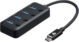 Адаптер 2Е USB-C > 4xUSB3.0, Hub with switch, 0.25м