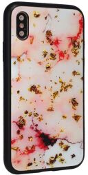 Glass with print TPU Case — iPhone Xs — Pink Mramor