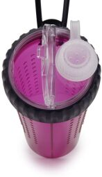 Бутылка двойная дорожная для корма и воды Dexas Snack DuO with Companion Cup, 720 мл, пурпурная (0084297308926) от производителя Dexas