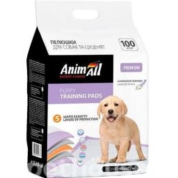 AnimAll Пелюшки з ароматом лаванди для цуценят та дорослих собак 100 шт. 60*60 (147964) від виробника AnimAll