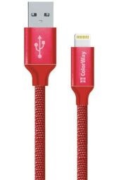 Кабель ColorWay USB - Lightning (M/M), 1 м, Red (CW-CBUL004-RD) від виробника ColorWay