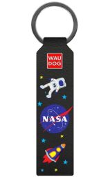 Брелок WAUDOG Design з малюнком "NASA", преміум шкіра (ширина 20мм, довжина 95мм) чорний