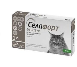 Препарат противопаразитарный KRKA Селафорт для кошек 7,6-10кг 60мг/1мл №1 спот-он (KRK70566) от производителя KRKA