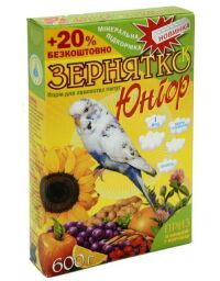 Корм "Зернышко" Юниор для волнистых попугаев (орех, сухофрукты) 600 г (103111) от производителя Зернятко і К