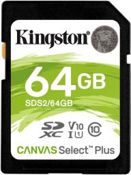Карта памяти Kingston SD 64GB C10 UHS-I R100MB/s (SDS2/64GB) от производителя Kingston