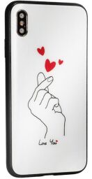 Glass with print TPU Case - iPhone 7 Plus; 8 Plus - Love you / Heart