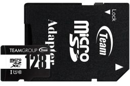 Карта пам`ятi MicroSDHC 128GB UHS-I Class 10 Team Black + SD-adapter (TUSDX128GCL10U03)