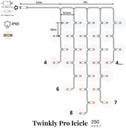 Smart LED Гірлянда Twinkly Pro Icicle RGBW 250, AWG22, IP65, прозорий (TW-PLC-I-CA-250SPP-T) від виробника Twinkly Pro