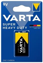 Батарейка VARTA Super Heavy Duty вугільно-цинкова 6F22 (6LR61, MN1604, MX1604 ,Крона)  блістер, 1 шт. (02022101411) від виробника Varta