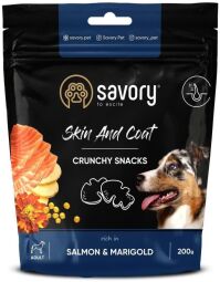 Хрумкі ласощі для собак Savory для здоров'я шкіри та вовни 200 г (лосось з чорнобривцями) (SZ31355) від виробника Savory
