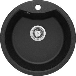 Мийка кухонна Deante Solis, граніт, круг, без крила, 480х480х194мм, чаша - 1, накладна, графіт (ZRS_2803) від виробника Deante