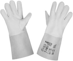 Рукавички зварювальника NEO, козяча шкіра, найвищий ступінь захисту від горіння та бризок металу, р.11, білий (97-653) від виробника Neo Tools