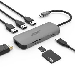 Док-станція Acer 7in1 Type C dongle: 1 x HDMI, 3 x USB3.2, 1 x SD/TF, 1 x PD