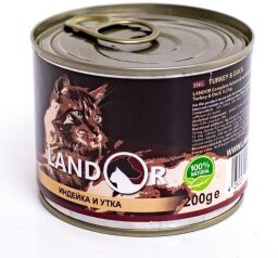 LANDOR Полноценный сбалансированный влажный корм для взрослых кошек индейка с уткой 0,2 кг (4250231539015) от производителя LANDOR