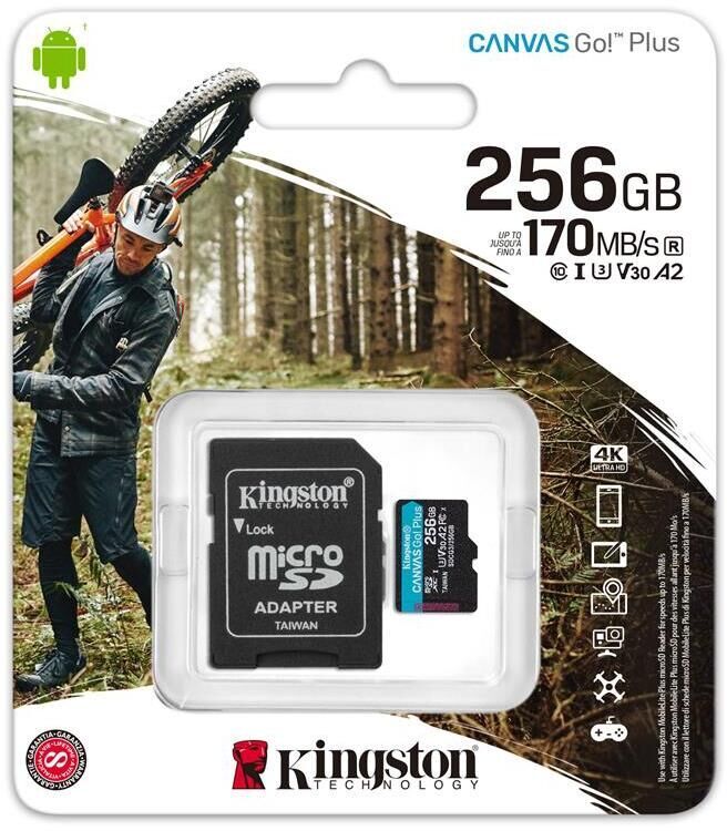 Карта пам'яті Kingston microSD  256GB C10 UHS-I U3 A2 R170/W90MB/s + SD (SDCG3/256GB) - зображення 3