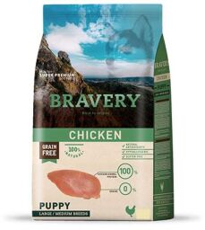 Сухий корм для цуценят середніх та великих порід з куркою Bravery Puppy Large/Medium Breeds 12 кг (6749BRCHICPUPL_12KG) від виробника Bravery