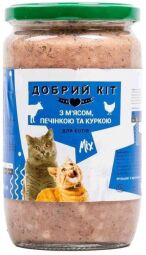 Блок консервованого корму для кішок з печінкою і куркою "Добрий Кіт" 6*660 г