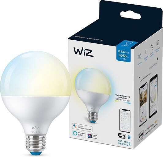 Лампа розумна WiZ, E27, 11W, 75W, 1055Lm, G95, 2700-6500K, Wi-Fi (929002451002)