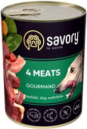 Корм Savory Dog Gourmand влажный с 4 видами мяса для взрослых собак 400 гр (4820232630396) от производителя Savory