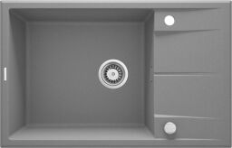 Мийка кухонна Deante Eridan, граніт, прямокутник, з крилом, 780х500х210мм, чаша - 1, накладна, металічний сірий