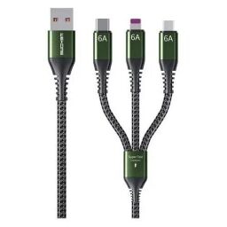 Кабель WK WDC-170 Raython 3-in-1 USB - Lightning + micro USB + USB Type-C (M/M), 6 A, 1.2 м, Black (6941027631980) від виробника WK