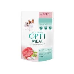 Вологий корм для собак Optimeal pouch 12 шт по 100 г (яловичина та журавлина в желе)