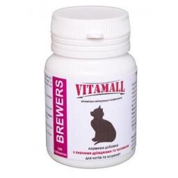 Кормовая добавка VitamAll с пивными дрожжами и чесноком, для кошек, 100 табл/50 г (56580) от производителя Vitamall