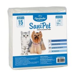 Пелюшки для собак Природа SaniPet гігієнічні 60*60 см 15 шт