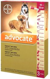 Краплі на холку для собак Bayer «Advocate» (Адвокат) від 10 до 25 кг, 1 піпетка (від зовнішніх та внутрішніх