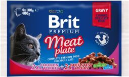Вологий корм для котів Brit Premium Cat pouch Мʼясна тарілка у соусі 400 г - 400 (г)