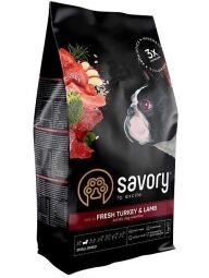 Корм Savory Adult Small Breed Fresh Turkey & Lamb сухий з індичкою та ягнятком для собак дрібних порід 1 кг (4820232630341) від виробника Savory