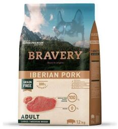 Корм для собак средних и крупных пород с иберийской свининой Bravery Dog Iberian Pork Adult Large 12 кг (2260BRIBERL_12KG) от производителя Bravery