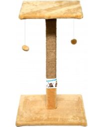 Когтеточка Пушистик Большой столбик с полкой Бежевая 75х45 см (А-1) от производителя Пухнастик