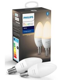 Лампа умная Philips Hue E14, 5.5W(40Вт), 2700K, White, ZigBee, Bluetooth, дым, 2шт (929002039904) от производителя Philips Hue