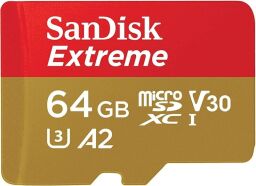 Карта пам'яті SanDisk microSD   64GB C10 UHS-I U3 R170/W80MB/s Extreme V30 + SD