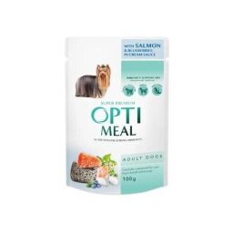 Вологий корм для собак Optimeal pouch 12 шт по 100 г (лосось та лохина в соусі) від виробника Optimeal