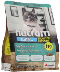 Корм Nutram I19 Ideal Support Sensitive Skin Coat & Stomach Cat сухой для взрослых кошек с чувствительным пищеварением и проблемами кожи 0.34 кг (067714980011) от производителя Nutram