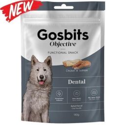 Ласощі для собак Gosbits Objective Dental 150 г з куркою і лососем (GB000496150) від виробника Gosbi