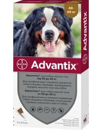 Краплі Advantix Bayer від заражень екто паразитами для собак 40-60 кг (4 піпетки по 6 мл)
