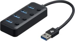 Адаптер 2Е USB-A > 4хUSB3.0, Hub with switch, 0.25м