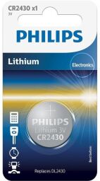 Батарейка Philips   літієва CR2430  блістер, 1 шт (CR2430/00B) від виробника Philips