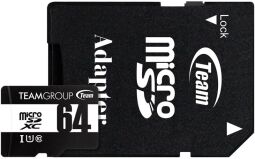Карта пам`ятi MicroSDHC 64GB UHS-I Class 10 Team Black + SD-adapter (TUSDX64GCL10U03)