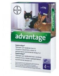 Краплі Bayer Advantage Адвантікс ® 80 від зараження блохами для котів більше 4 кг (4 піпетки*0.8 мл)